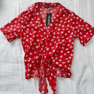 Women's Boohoo Disty Floral Short Sleeve Blouse